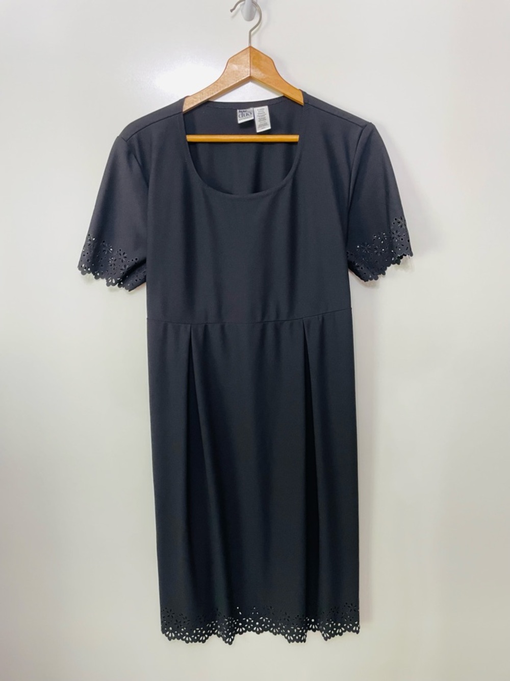 duo Maternity Black Tie-Back Dress Cutout Lace Trim Short Sleeve Womens XL